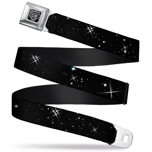 BD Wings Logo CLOSE-UP Full Color Black Silver Seatbelt Belt - Deep Space Black/White Webbing Seatbelt Belts Buckle-Down   