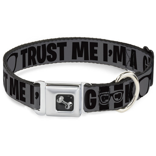 Dog Bone Seatbelt Buckle Collar - I'M A GEEK/Glasses Gray/Black Seatbelt Buckle Collars Buckle-Down   