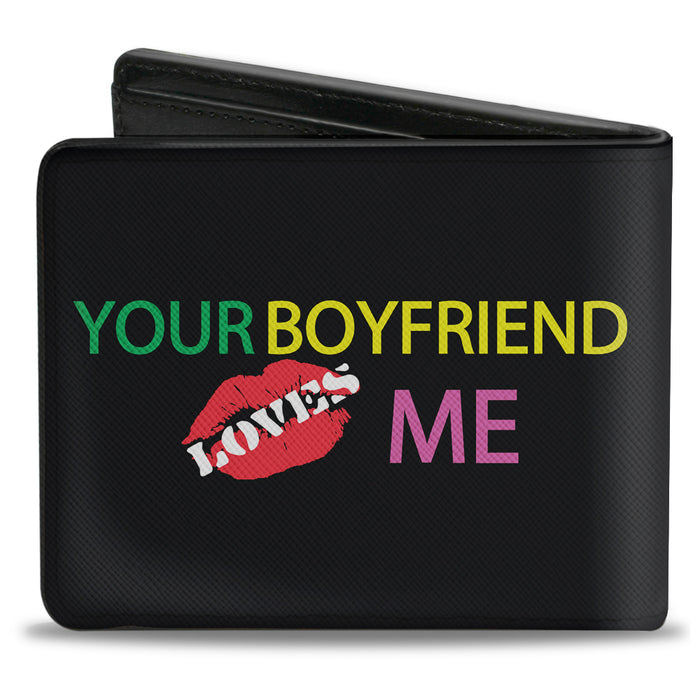 Bi-Fold Wallet - YOUR BOYFRIEND LOVES ME w Kiss Black Neon Bi-Fold Wallets Buckle-Down   