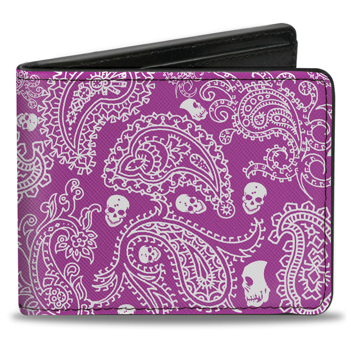 Bi-Fold Wallet - Bandana Skulls Purple White Bi-Fold Wallets Buckle-Down   