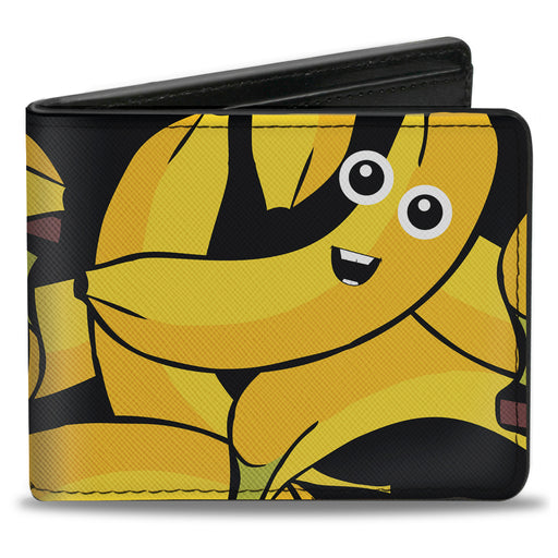 Bi-Fold Wallet - Bananas Stacked Cartoon Black Yellows Bi-Fold Wallets Buckle-Down   
