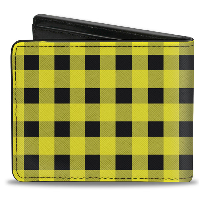 Bi-Fold Wallet - Buffalo Plaid Black Neon Yellow Bi-Fold Wallets Buckle-Down   