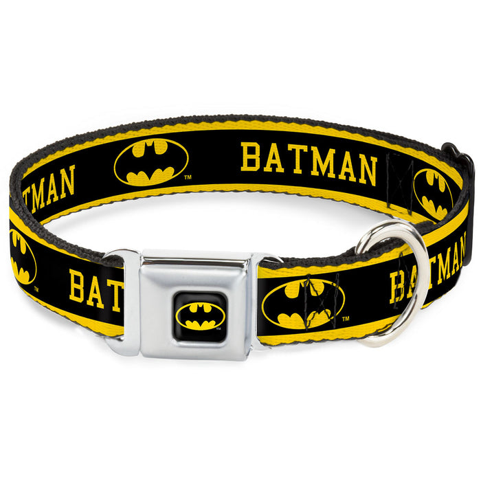 Batman Full Color Black Yellow Seatbelt Buckle Collar - BATMAN/Logo Stripe Yellow/Black Seatbelt Buckle Collars DC Comics   