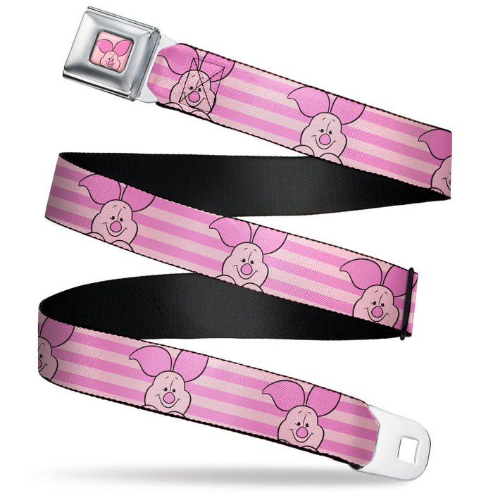 Winnie the Pooh Piglet Expression Close-Up Pink Seatbelt Belt - Winnie the Pooh Piglet Expression Close-Up Stripe Pinks Webbing Seatbelt Belts Disney   