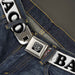 BD Wings Logo CLOSE-UP Full Color Black Silver Seatbelt Belt - I "Heart" BACON White/Black/Bacon Webbing Seatbelt Belts Buckle-Down   