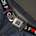 BD Wings Logo CLOSE-UP Full Color Black Silver Seatbelt Belt - LOS F*CKIN' ANGELES Heart Black/White/Red Webbing Seatbelt Belts Buckle-Down   