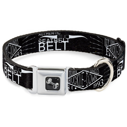 Dog Bone Seatbelt Buckle Collar - BD AUTHENTIC SEATBELT BELT NY-LA Black/White Seatbelt Buckle Collars Buckle-Down   