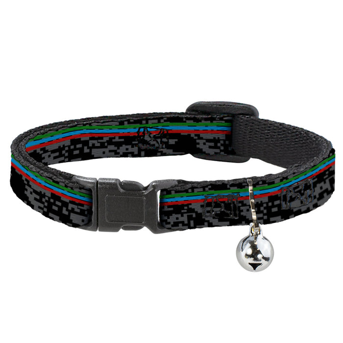 Cat Collar Breakaway with Bell - Racing Stripes Digital Camo Black Gray Green Blue Red Breakaway Cat Collars Buckle-Down   