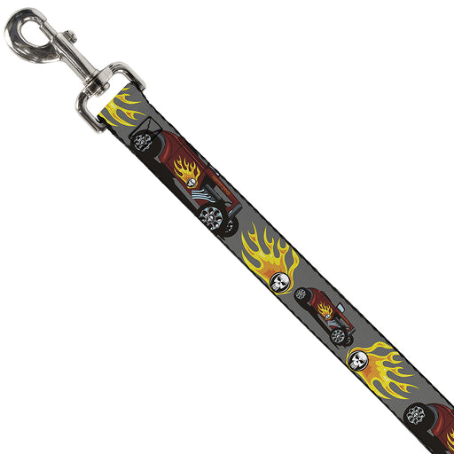 Dog Leash - Hot Rod w/Flame Skull Dog Leashes Buckle-Down   