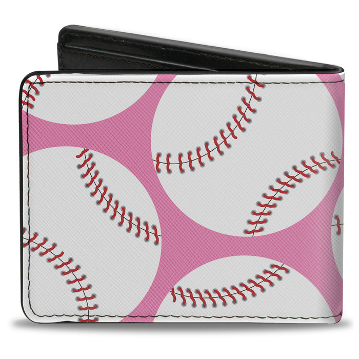Bi-Fold Wallet - Baseballs Scattered Pink Bi-Fold Wallets Buckle-Down   