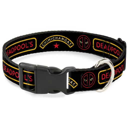 Plastic Clip Collar - DEADPOOL'S CHIMICHANGAS and Logo Black/Gold/Red Plastic Clip Collars Marvel Comics   
