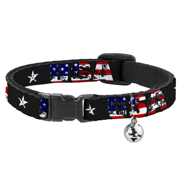 Cat Collar Breakaway - USA w Star Black US Flags Breakaway Cat Collars Buckle-Down   