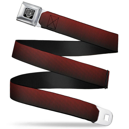 BD Wings Logo CLOSE-UP Full Color Black Silver Seatbelt Belt - Vertical Stripes Transition Black/Red Webbing Seatbelt Belts Buckle-Down   