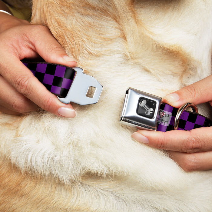 Dog Bone Seatbelt Buckle Collar - Checker Black/Purple Seatbelt Buckle Collars Buckle-Down   