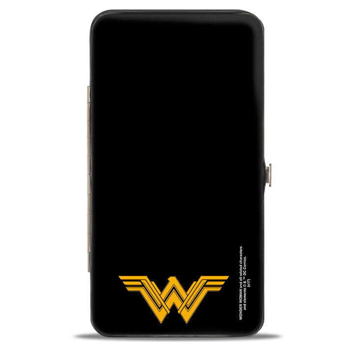 Hinged Wallet - Justice League 2017 Wonder Woman Pose + Icon Black White Gold Gray Hinged Wallets DC Comics   