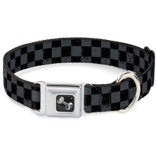 Dog Bone Seatbelt Buckle Collar - Checker Weathered2 Black/Gray Seatbelt Buckle Collars Buckle-Down   