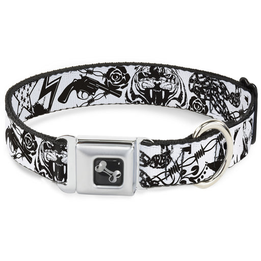Dog Bone Seatbelt Buckle Collar - Madness White/Black Seatbelt Buckle Collars Buckle-Down   