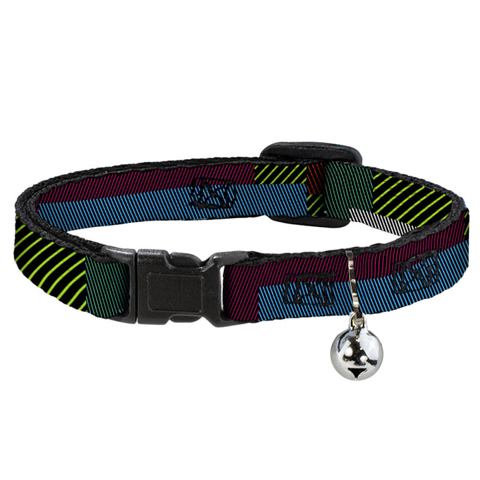 Cat Collar Breakaway - Hash Mark Stripe Black Multi Color Breakaway Cat Collars Buckle-Down   