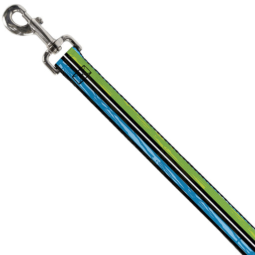 Dog Leash - Scribble Stripes Blue/Green/White Dog Leashes Buckle-Down   