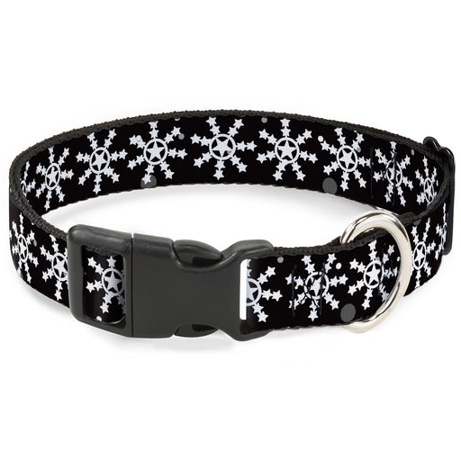 Plastic Clip Collar - Starry Snowflakes Black/White/Gray Plastic Clip Collars Buckle-Down   