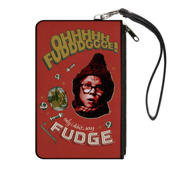 Canvas Zipper Wallet - SMALL - A Christmas Story Ralphie OH FUDGE! Collage Reds Greens Canvas Zipper Wallets Warner Bros. Holiday Movies   
