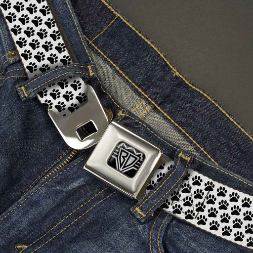 BD Wings Logo CLOSE-UP Full Color Black Silver Seatbelt Belt - Paw Print White/Black Webbing Seatbelt Belts Buckle-Down   