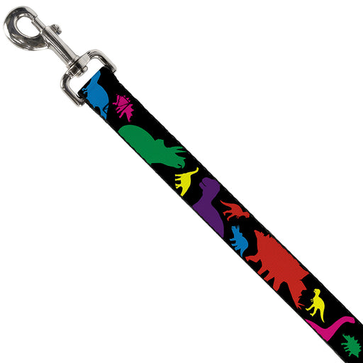 Dog Leash - Dinosaur Silhouette Black/Multi Color Dog Leashes Buckle-Down   