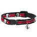 Cat Collar Breakaway with Bell - Casey Jones Baseball & Hockey Stick CLOSE-UP Stripe Black White Red Breakaway Cat Collars Nickelodeon   