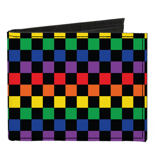 Canvas Bi-Fold Wallet - Checker Black Rainbow Multi Color Canvas Bi-Fold Wallets Buckle-Down   