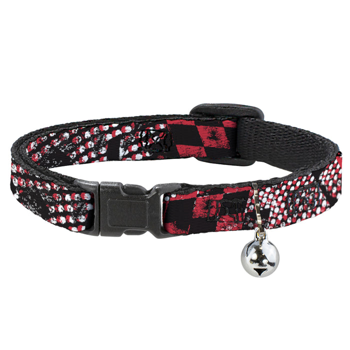 Cat Collar Breakaway - Grunge Checker Flag Red Breakaway Cat Collars Buckle-Down   