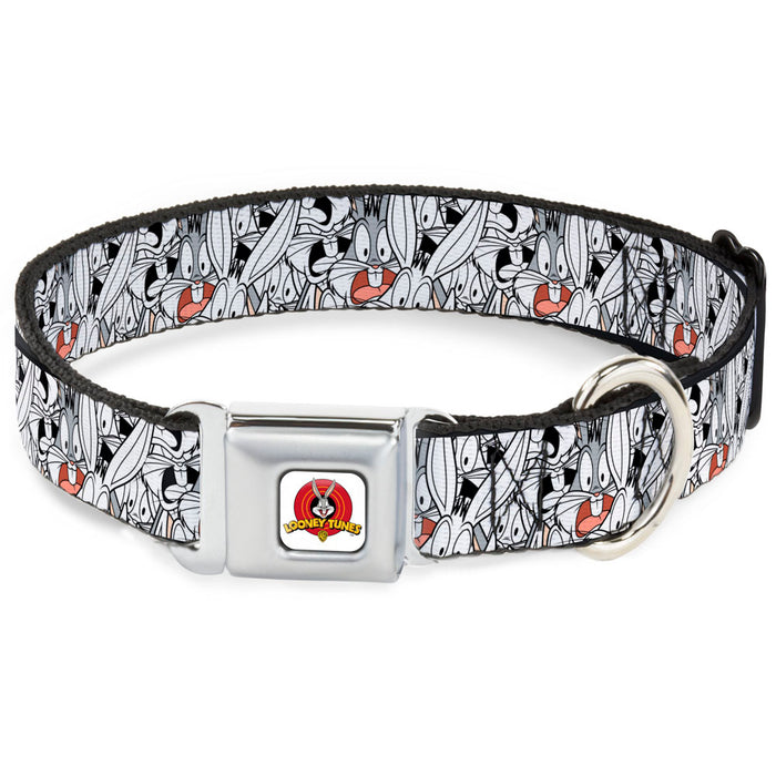 Looney Tunes Logo White Seatbelt Buckle Collar - Bugs Bunny Expressions Stacked White/Black/Gray Seatbelt Buckle Collars Looney Tunes   