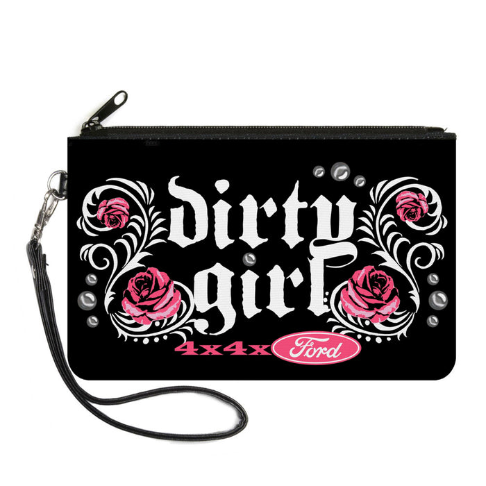 Canvas Zipper Wallet - LARGE - Floral DIRTY GIRL 4x4xFORD Black White Pink Canvas Zipper Wallets Ford   