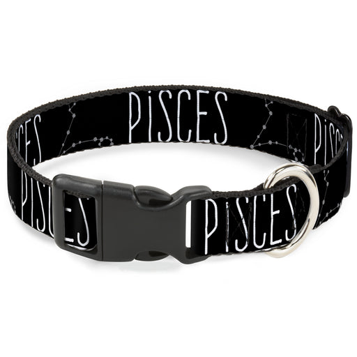 Plastic Clip Collar - Zodiac PISCES/Constellation Black/White Plastic Clip Collars Buckle-Down   