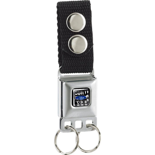 Keychain - BUILT FORD TOUGH Logo3 Full Color Black Silvers Blue - Black Keychains Ford   