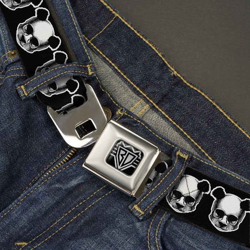 BD Wings Logo CLOSE-UP Full Color Black Silver Seatbelt Belt - Panda Skulls Webbing Seatbelt Belts Buckle-Down   