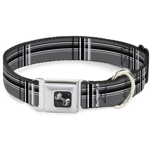 Dog Bone Seatbelt Buckle Collar - Plaid Gray/Black/White Seatbelt Buckle Collars Buckle-Down   