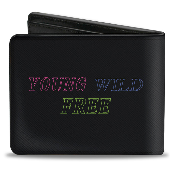 Bi-Fold Wallet - YOUNG WILD AND FREE Outline Black Multi Neon Bi-Fold Wallets Buckle-Down   