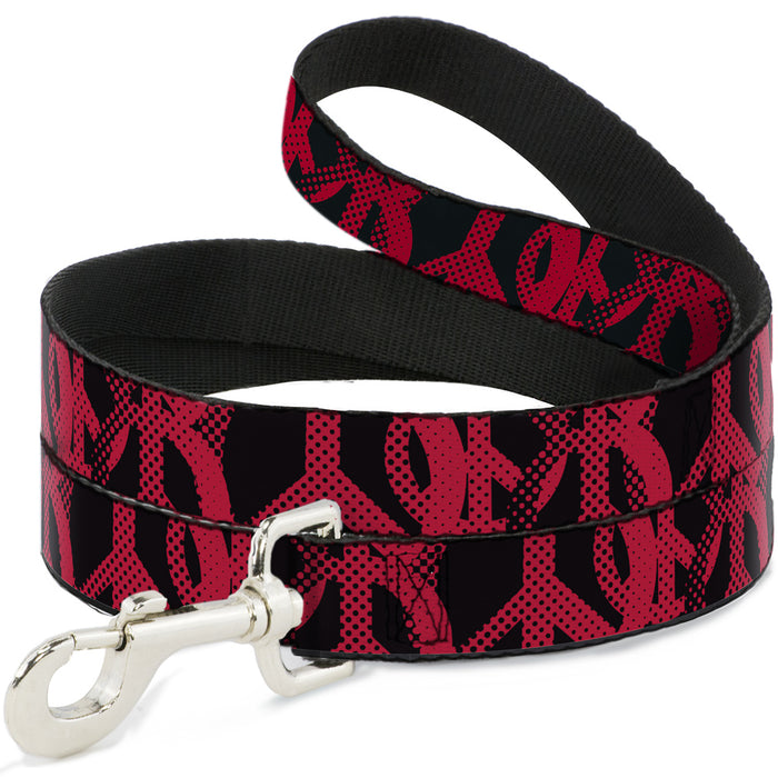 Dog Leash - Peace Dots Black/Fuchsia Dog Leashes Buckle-Down   