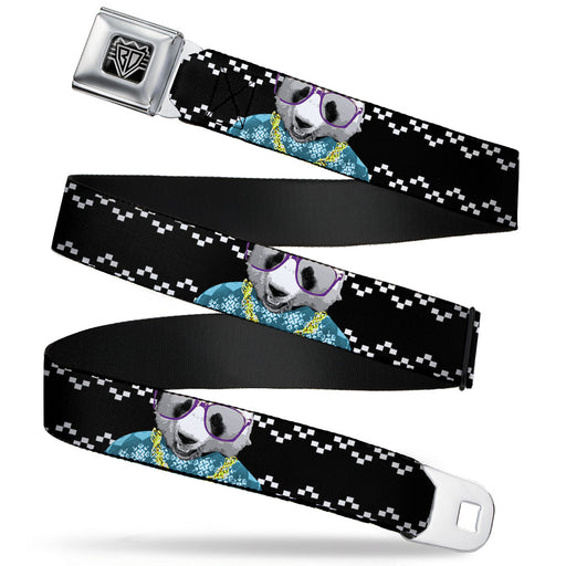BD Wings Logo CLOSE-UP Full Color Black Silver Seatbelt Belt - Panda Bling Webbing Seatbelt Belts Buckle-Down   