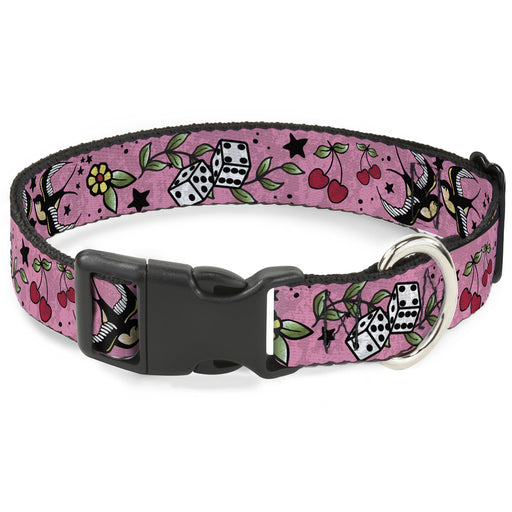 Plastic Clip Collar - Lucky CLOSE-UP Pink Plastic Clip Collars Buckle-Down   