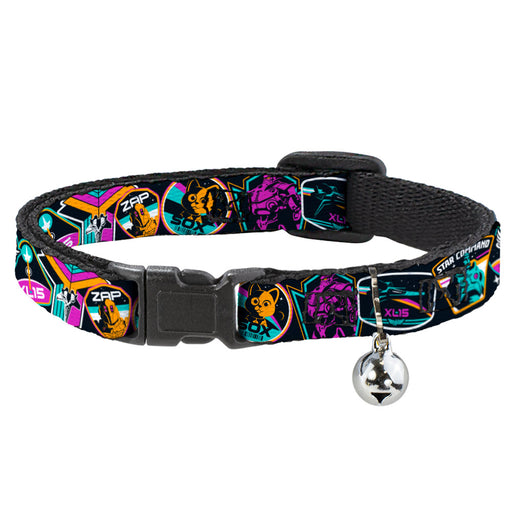 Cat Collar Breakaway with Bell - Lightyear Mission Patches Collage Black Multi Color Breakaway Cat Collars Disney   