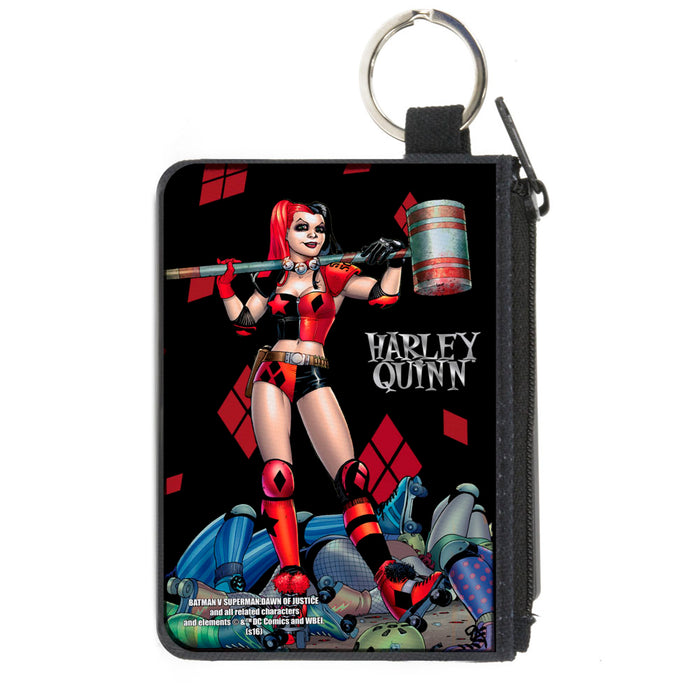 Canvas Zipper Wallet - MINI X-SMALL - HARLEY QUINN Issue #1 Roller Derby Hammer Cover Pose Canvas Zipper Wallets DC Comics   