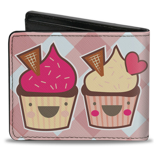 Bi-Fold Wallet - Happy Cupcakes Buffalo Plaid White Pink Bi-Fold Wallets Buckle-Down   