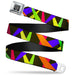 BD Wings Logo CLOSE-UP Full Color Black Silver Seatbelt Belt - Spotlight Black/Multi Neon Webbing Seatbelt Belts Buckle-Down   