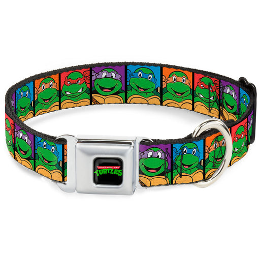 Classic TEENAGE MUTANT NINJA TURTLES Logo Seatbelt Buckle Collar - Classic Teenage Mutant Ninja Turtles Face Blocks Black/Multi Color Seatbelt Buckle Collars Nickelodeon   