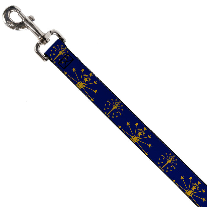 Dog Leash - Indiana Flag/Torch CLOSE-UP Navy Blue/Gold Dog Leashes Buckle-Down   