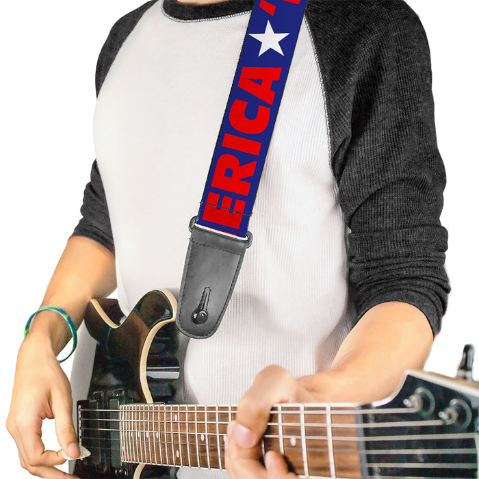 Guitar Strap - MERICA Star Blue Red White Guitar Straps Buckle-Down   