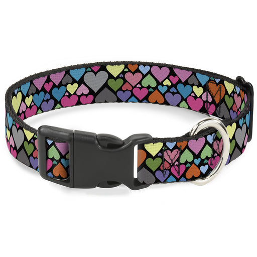 Plastic Clip Collar - Hearts Black/Multi Color Plastic Clip Collars Buckle-Down   