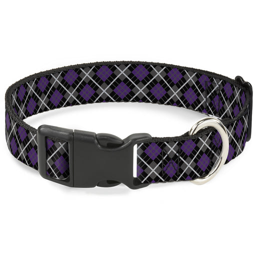 Plastic Clip Collar - Argyle Black/Gray/Purple Plastic Clip Collars Buckle-Down   