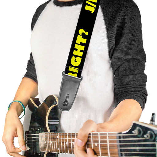 Guitar Strap - J K RIGHT? Black Yellow Guitar Straps Buckle-Down   